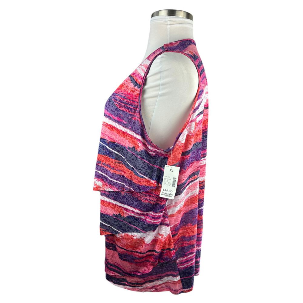 ✨2/$20 NWT Catherines Sleeveless Tiered Top Semi Sheer Purple Pink Plus Size 3X - Picture 9 of 12